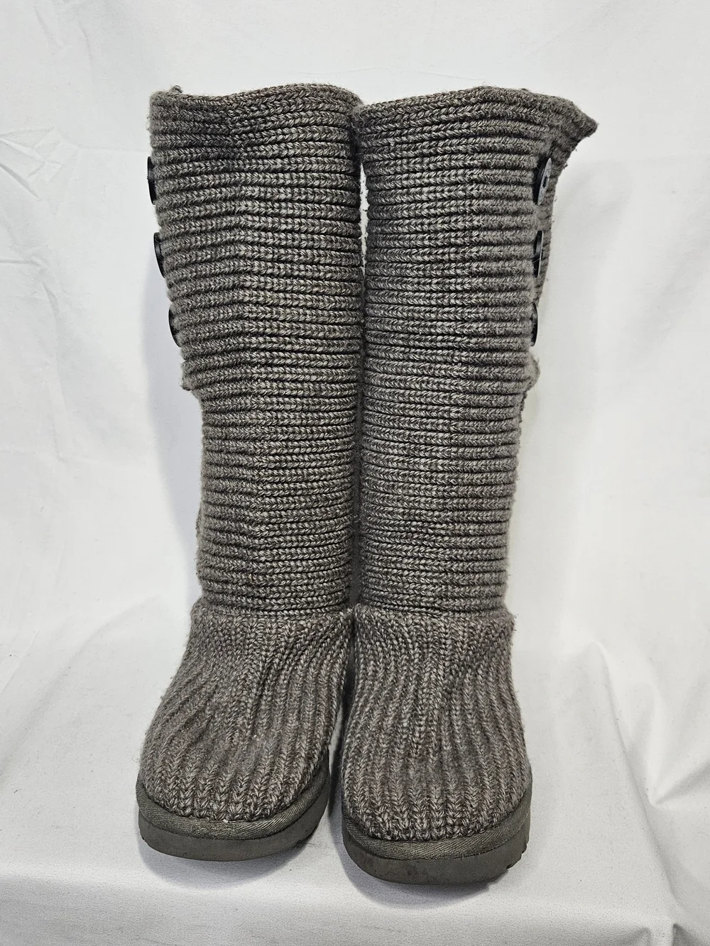 UGG Australia Classic Cardy Gray Knit Sweater Boots Womens Size 9 - 1016555 Tall